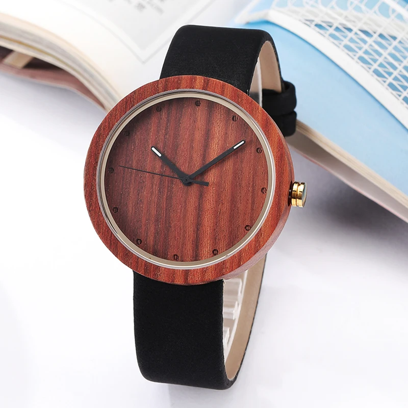 Natural Wood Watch for Men Women Couple Wooden Wristwatch Cowhide Leather Strap Male Ladies Quartz Clock Man Relogio Masculino