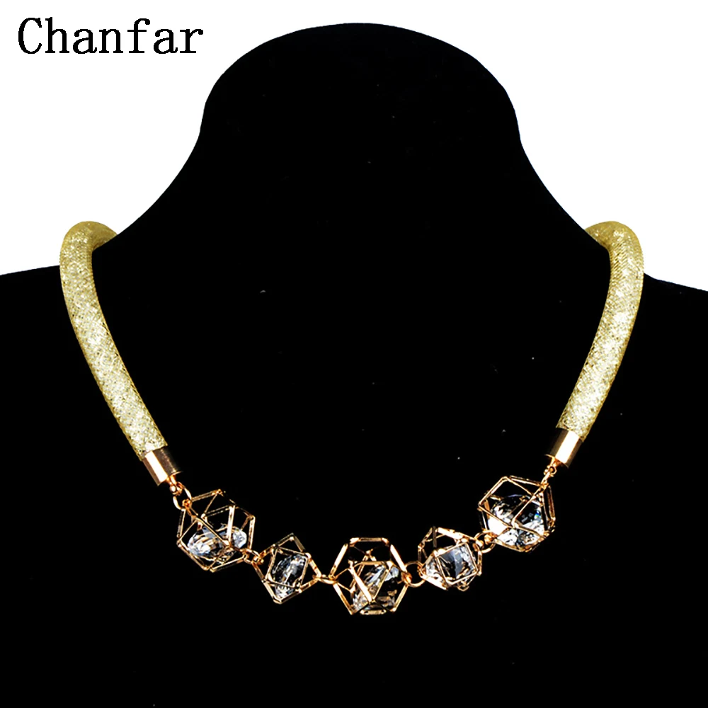 Chanfar High-quality Mesh Crystal Necklace For Women Chocker Statement Necklace Charming Jewelry