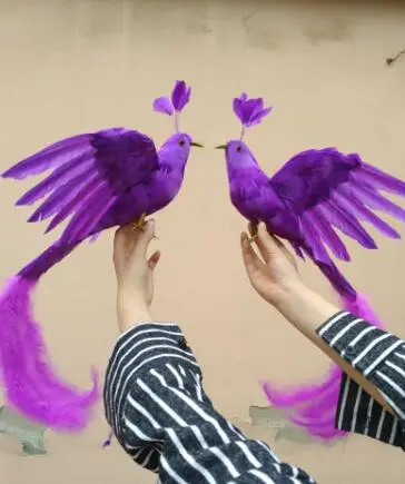 one piece beautiful simulation purple Phoenix bird model foam&furs long tail bird doll gift about 50cm 2274