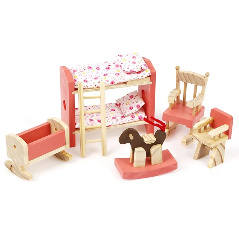 Children play toy  toy wooden kitchen girl DIY small furniture role-playing tableware Family Suite The best gift for children