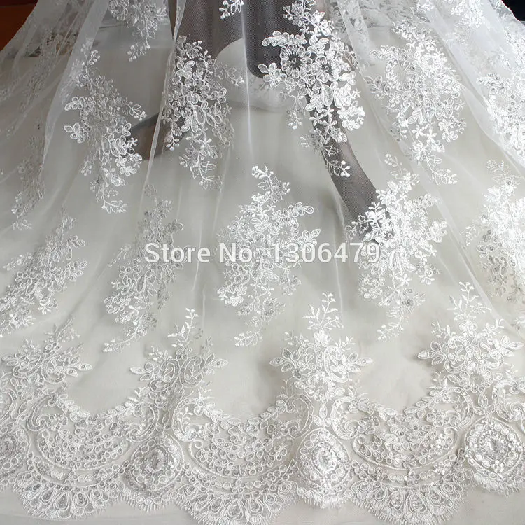 Wedding Dress Lace Decoration Fabric, Sequins, Handmade DIY Material, Embroidery Accessories, Black  White, RS1229