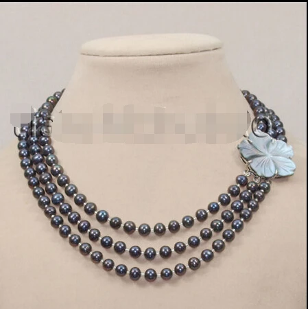 FREE shipping>>> >>2015 fashion new 5 color can be choose 3 row freshwater cultured pearl necklace 6.07 women wedding Noble styl