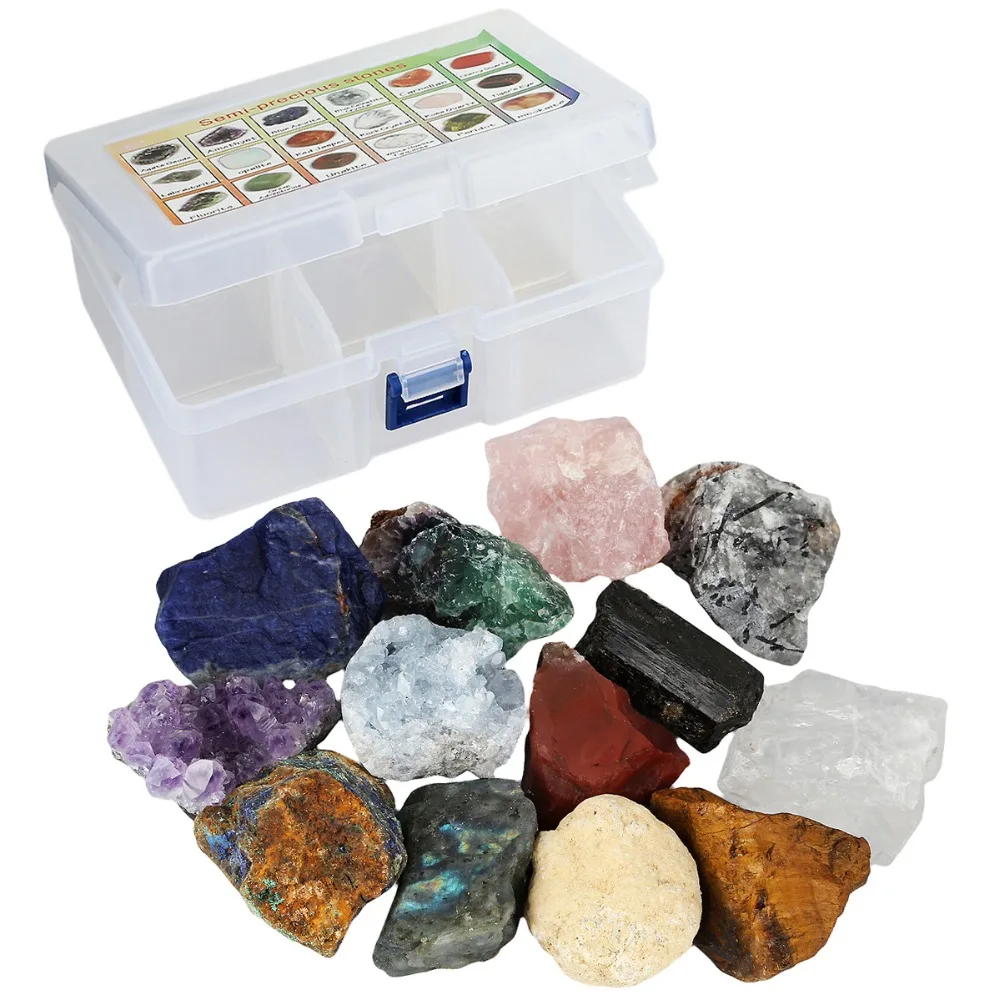 TUMBEELLUWA 1Box (6Pc) Natural Raw Rough Stone Crystal Mineral for Tumbling,Cabbing,Wicca and Reiki Healing