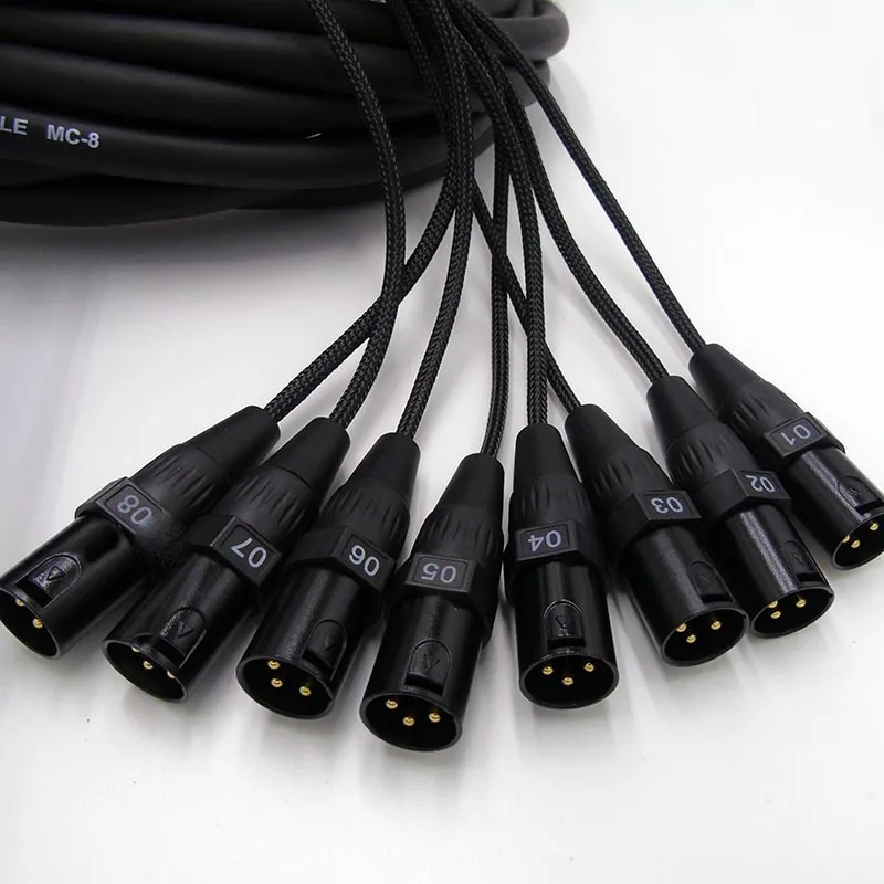 High quality 8 Channel 3 Pin XLR Snake Cable with Male connector to XLR Combo Jack socket Audio Cord snake cable