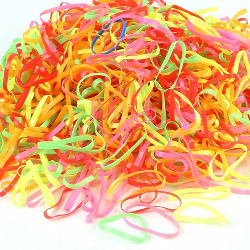 500pcs/LOT Multi Color Ponytail Hair Holders Hair Accessories Mixed Rubber Bands Elastic Hair Ties Girls Kids Tie Gum