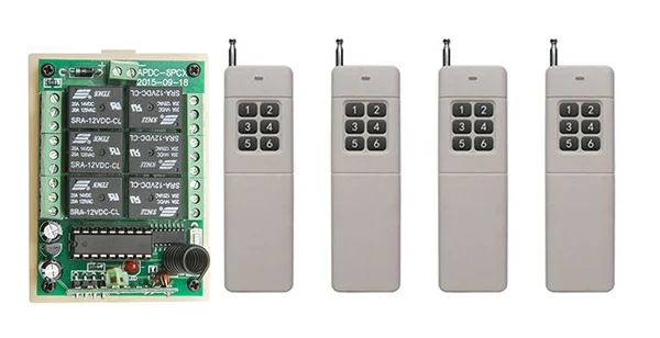 

DC12V 6CH 10A RF Wireless Remote Control Relay Switch light /lamp/ window/Garage Doors shutters projection screen