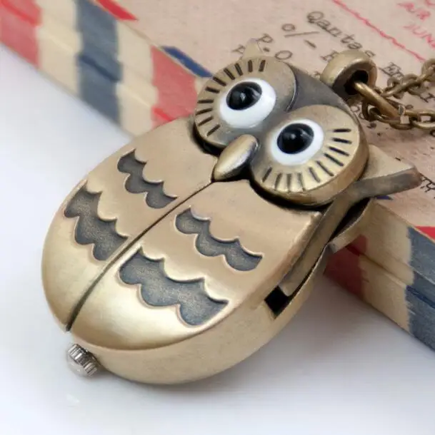 Lovely Owl Watch Nurse Fob Pocket Watches with Necklace Chain Relogio De Bolso P668