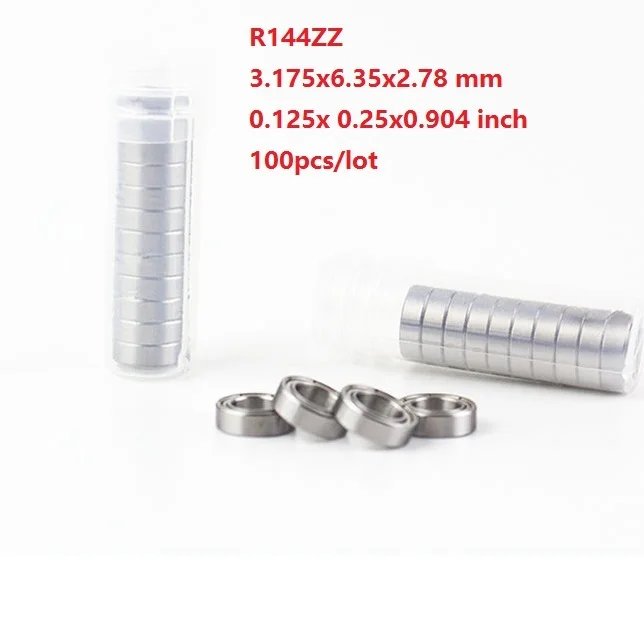 

100pcs/lot R144ZZ R144 ZZ Z 0.125x 0.25x0.904 inch Miniature sealed Deep Groove Ball bearing 3.175x6.35x2.78mm