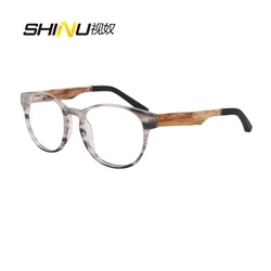See Near Far Reading Glasses Multifocal Progressive glasses Flexible Acetate Frame Real Wood Legs Presbyopia Eyewear customized