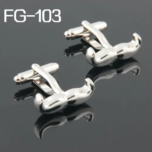 Men's Cufflinks Free Shipping High Quality Cufflinks For Mens 2014 Figure Cuff Links FG103 Silver color Mustache