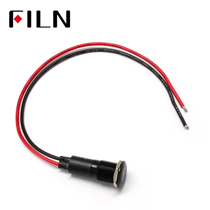 FILN 12mm Car dashboard  battery symbol led red yellow white blue green 12v led indicator light with 20cm cable