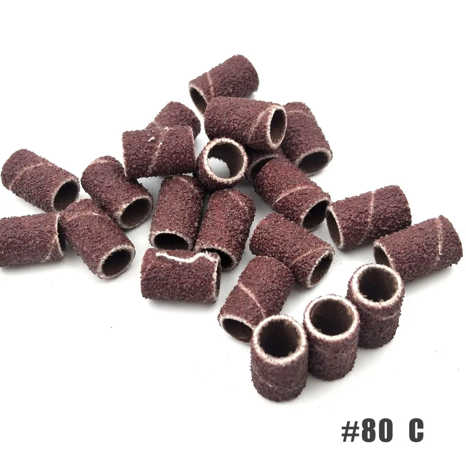 HYTOOS 100Pcs Brown Nail Art Sanding Bands Pedicure Tools Electric Nail Drill Accessories Foot Care Tools 80# 150# 240#