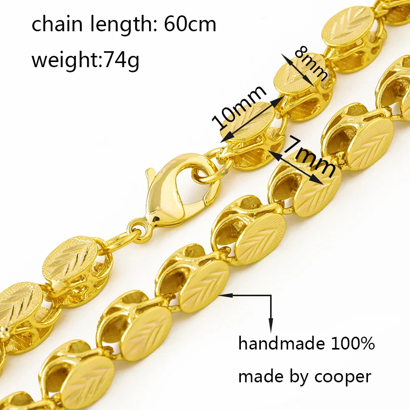 Ethlyn Brand Length 60cm/ Width 8mm Ethiopian/Eritrean Jewelry Chain Handmade Gold Color Thick Necklaces &Chain N032