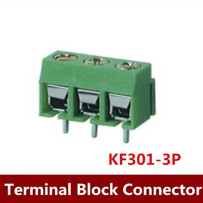 

200PCS PCB Screw Terminal Block Connector, KF301-3P pitch:5.08MM/0.2inch, Green, 5mm, KF301 3Pins