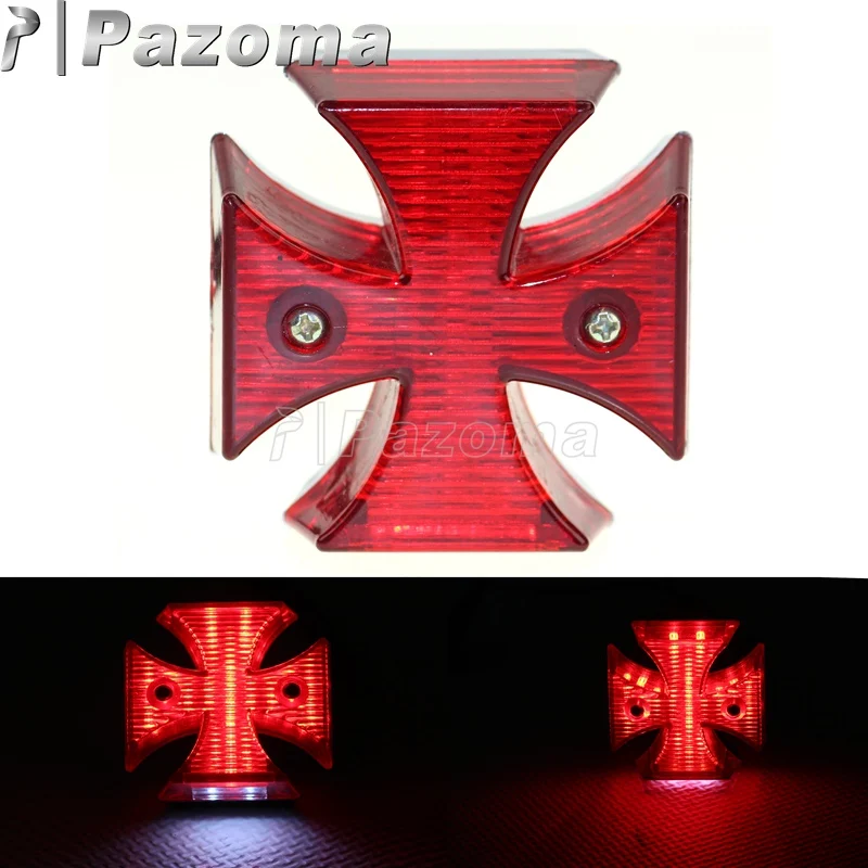 Maltese Cross Motorcycle Tail Stop Light Motor Bike Red Led Brake Light Universal For Harley Chopper Yamaha Suzuki Honda