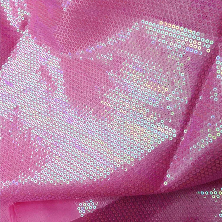 3MM glitz laser sequin fabric Iridescent pink Sequins Embroidered Fabric For Clothes Bags Cushion Decor By Yard