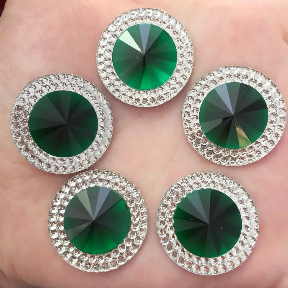 16PCS shiny Resin 25mm Round Flat back rhinestone scrapbook DIY Wedding applique ornament Crafts SW47