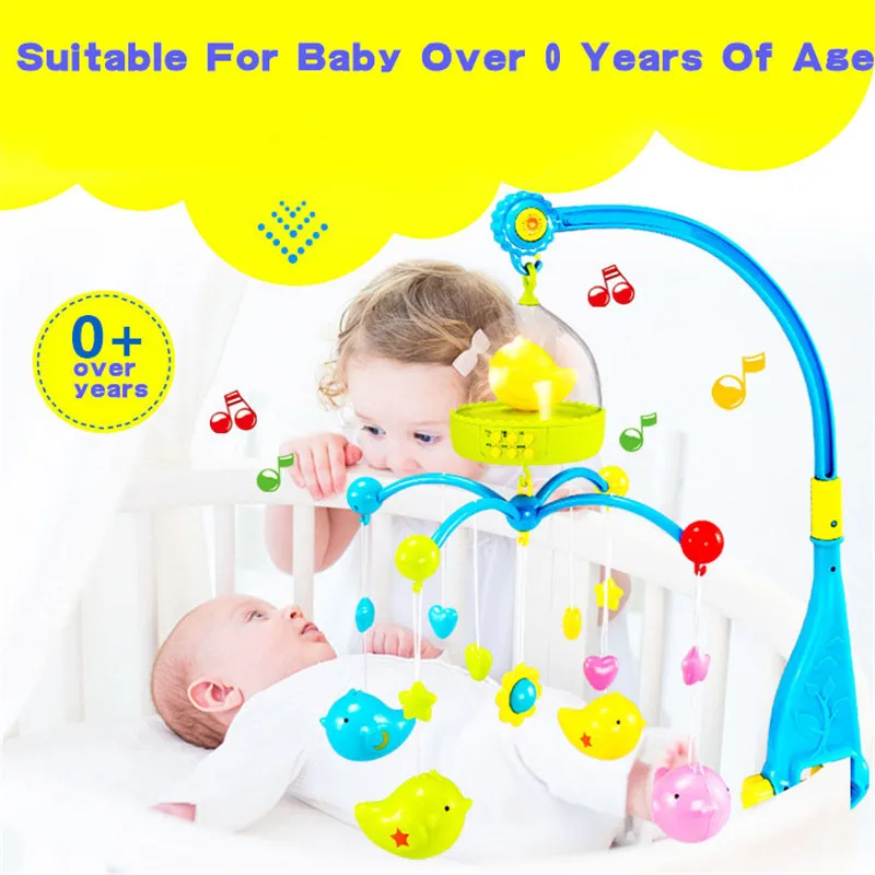 Baby bed bell newborn baby light music bell rotating bed with remote 0-3 year old bedside pendant Early Childhood Education Toys