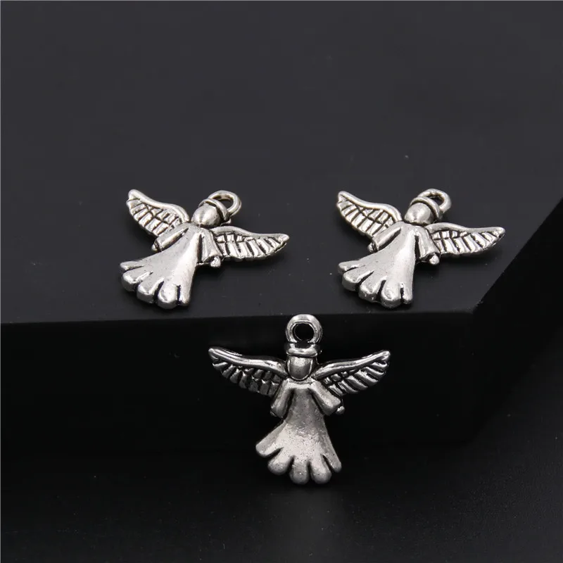 40pcs  Silver Color Angel Charms Beads Pendants For Jewelry Making DIY Handmade A221