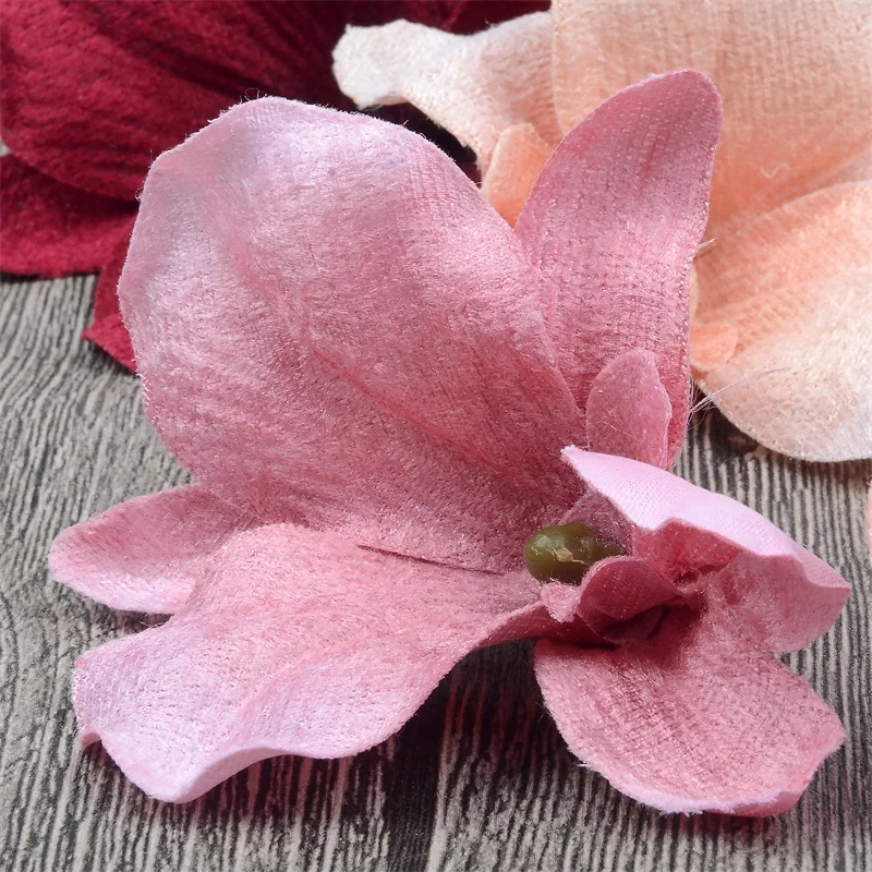 10pcs/lot 8cm Silk Artificial Orchid Flower Heads For Wedding Home Decoration Orchis Cymbidium High Quality Cheap Fake Flowers