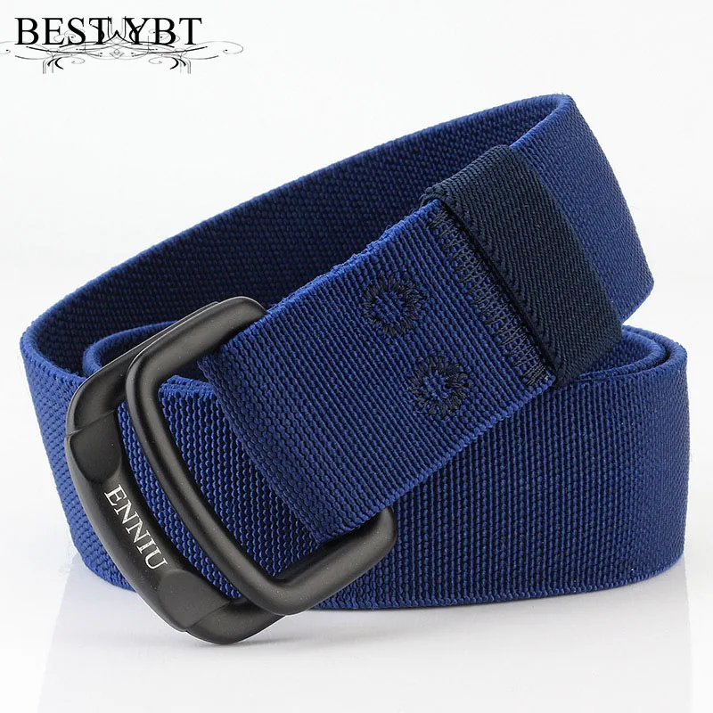 YBT – ceinture en toile élastique unisexe, en alliage tissé, double anneau, boucle, tendance, décontractée, pour homme et femme, cowboy en plein air