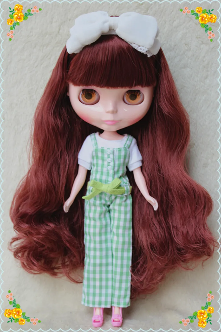 Blyth doll Nude doll light brown red bangs hair 30cm ordinary body dolls for changing makeup can replace the multi-joint body