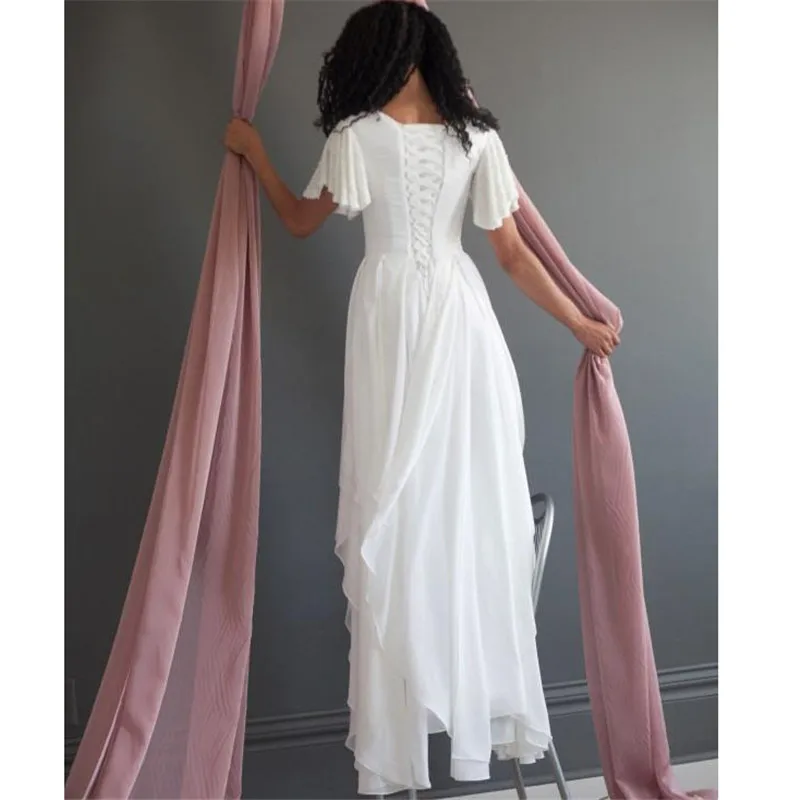 Beach Wedding Dress vestido de noiva In Stock Plus Size Spaghetti Straps Chiffon Wedding Gowns Bridal Dresses