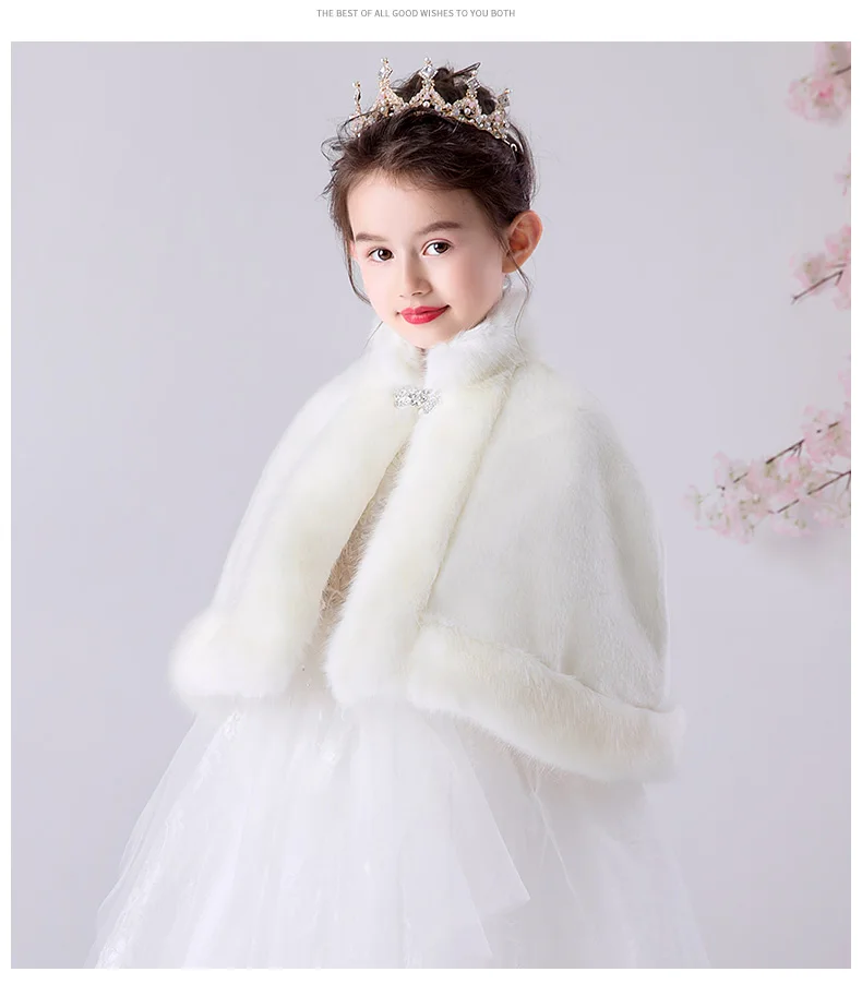 Children newborn girl fur cape infant formal princess cape baby plush cloak kids dress cape bridesmaids Fur coat Boleros 3m-8t