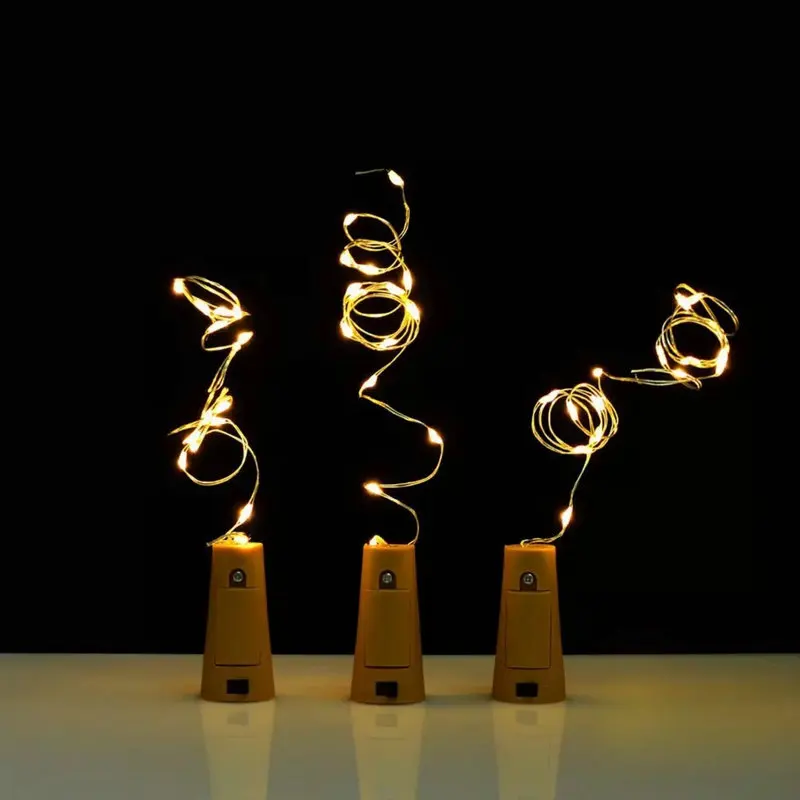4 قطعة 2 متر 20LED إكليل فستون سلك إضاءة بسلك نحاسي الفلين شكل زجاجة نبيذ سدادة الجنية المرصعة بالنجوم الكرمة مصباح لتقوم بها بنفسك زهرية عيد الميلاد ديكور