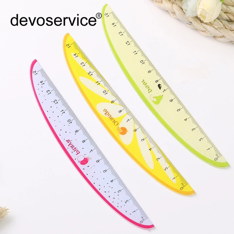 2Pcs/Set Kawaii Fruit Ruler Cartoon Cute Ruler 15cm Straight Ruler For Kids Gifts Student Drawing Tools School Office Supplies