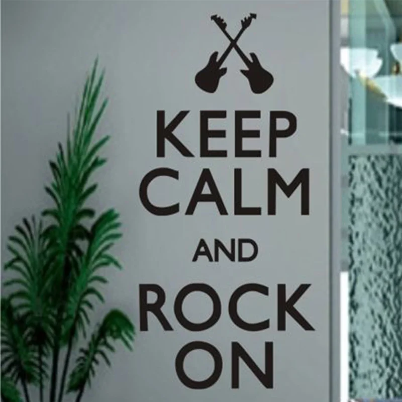 

Vinyl Keep Calm And Rock On Music Notes Quotes Wallart Sticker Transfer Wall Decals Wall Stickers For Home Decor Size 64x36CM