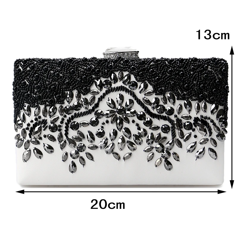 SEKUSA PU Fashion women diamonds luxurious evening bags clutch messenger shoulder chain handbags  purse beaded wedding bag