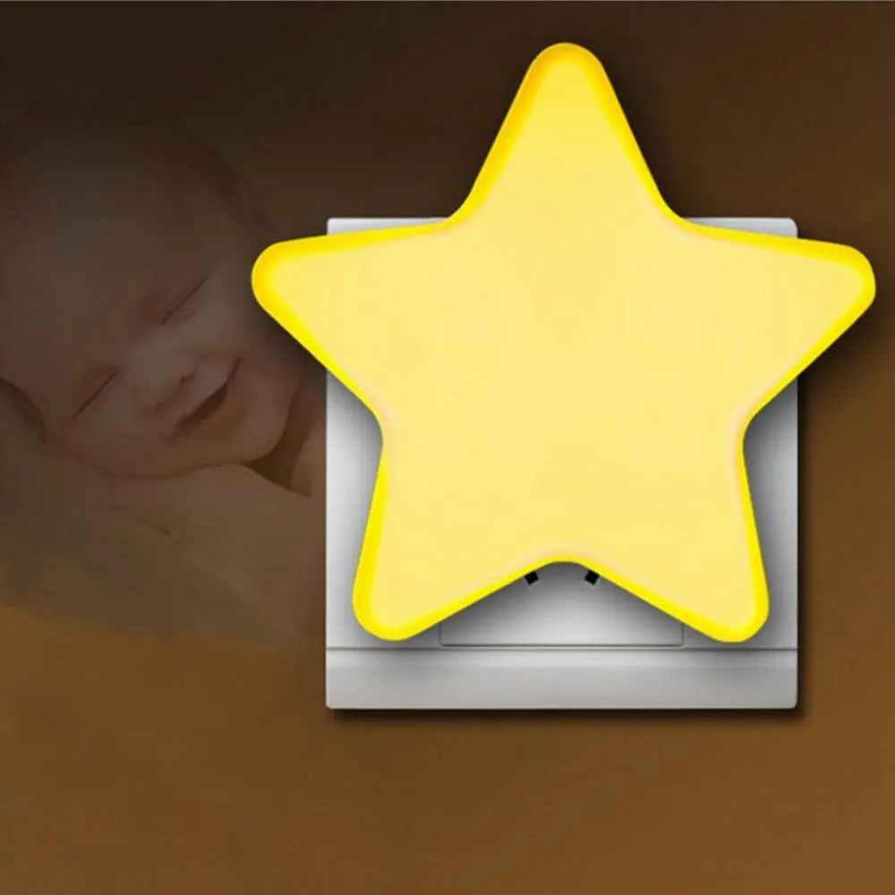 Light Sensor Control Mini Star LED Night Light for Dark Night Children Bedroom Bedside Lamp with US Plug Baby Sleeping Light