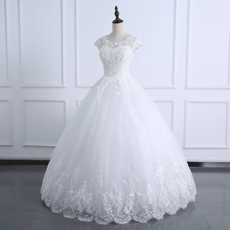 2022 Ballkleid Hochzeit Kleid Spitze Körper Perlen Kurzarm Hochzeit Kleid Plus Größe Echt Bild Brautkleid Vestido De noiva