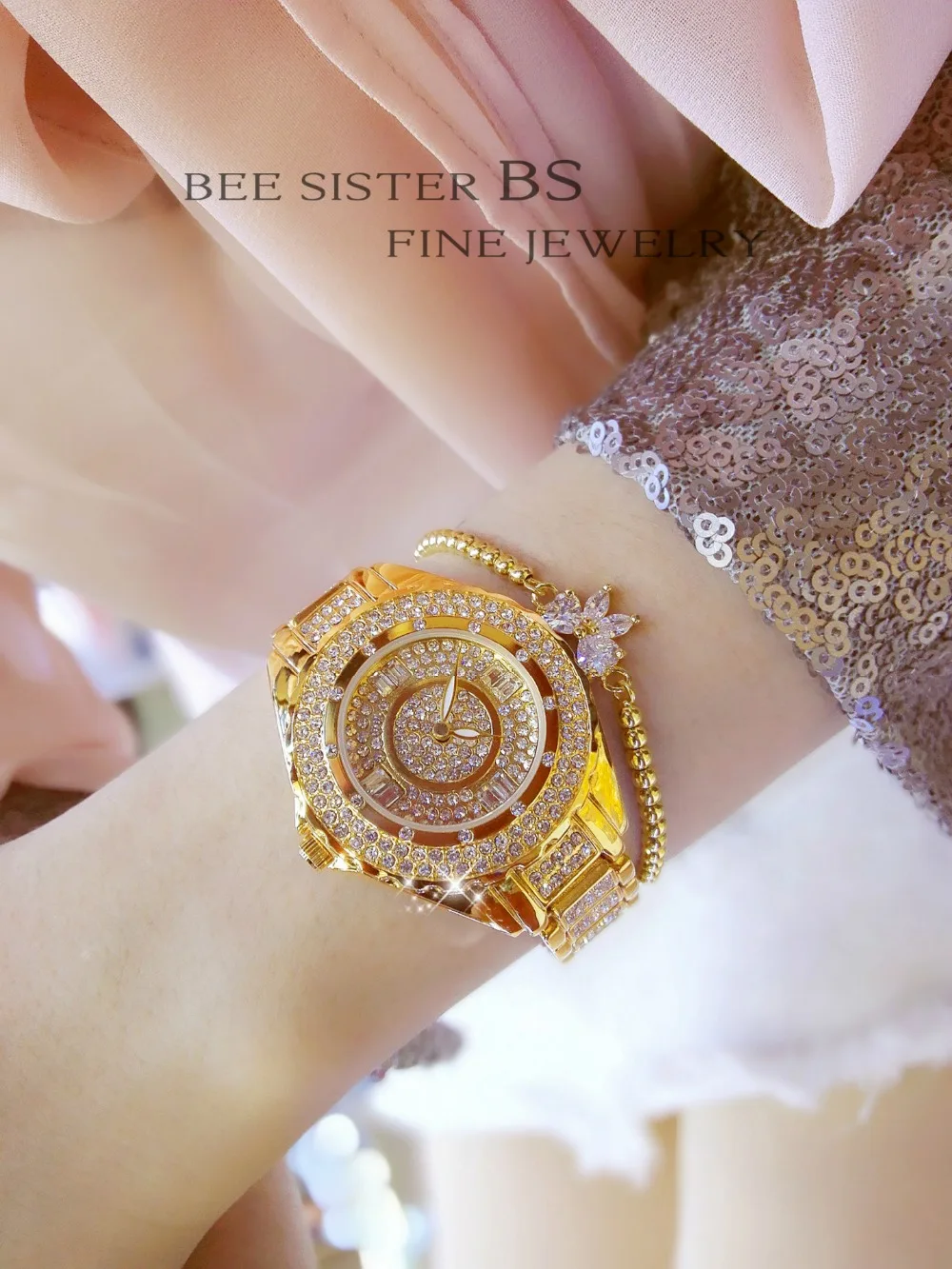 2019 Creative Luxury European Style Rhinestone Watch Stainless Steel Elegant Big Dial Women Watch Casual Dress Female wristwatch