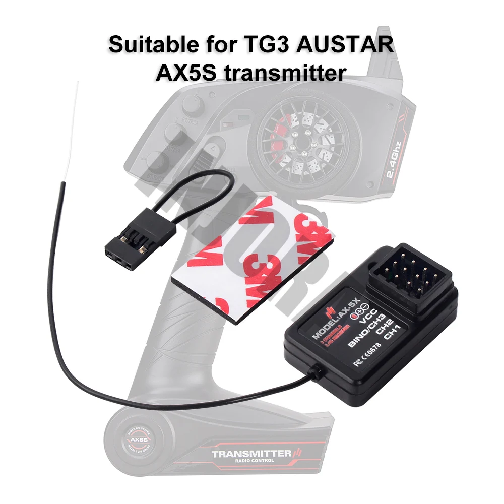 INJORA 2.4G 3CH RC Car Boat Receiver for AUSTAR AX5S RC Transmitter Controller