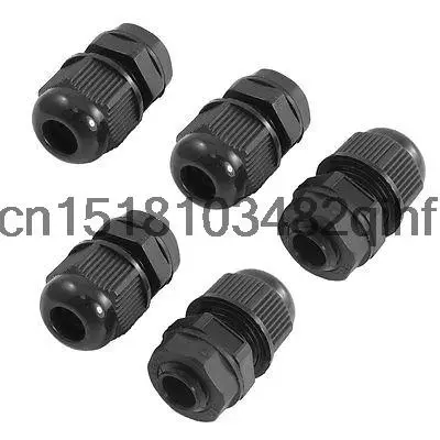 5 Pcs Black Plastic Waterproof M12 x 1.5 3.0-6.5mm Diameter Cable Gland