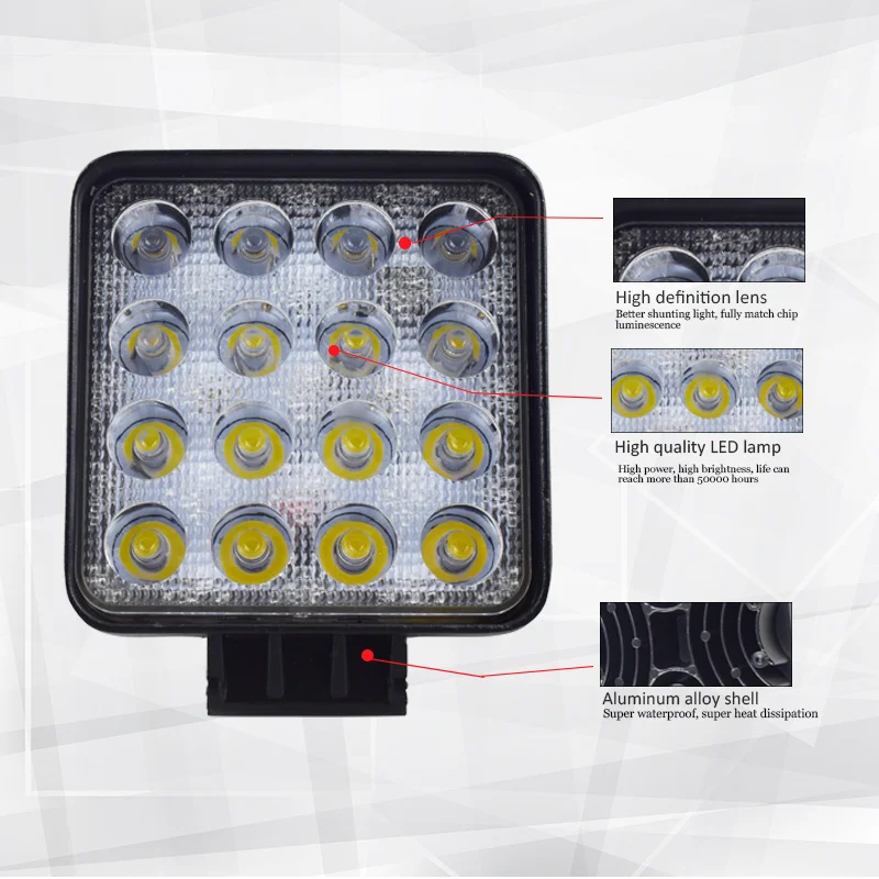 Work LED Light Bar 27W 42W 48W Car Light Bright Beam 12v 24v Led For Jeep ATV UAZ SUV 4WD 4x4 Truck Tractor Off-road Spot Light