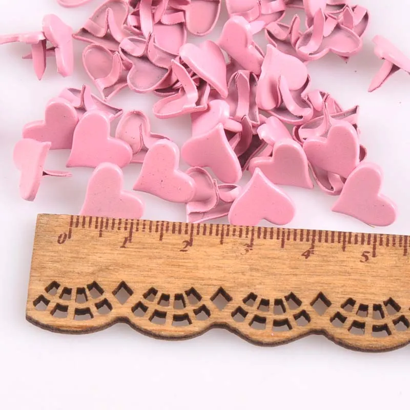 50PCs 11x8mm Mix Lovely Heart Brads Scrapbooking Embellishment Fastener Brads Metal Crafts For shoes Decoration CP1926