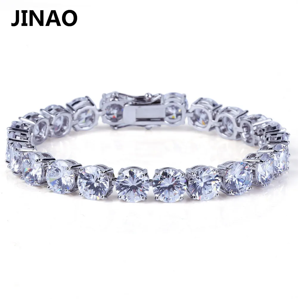 JINAO 4mm 5mm Men\'s AAA Cubic Zircon Tennis Bracelet Gold Color Silver Color Iced Out 1 Row Chain Bracelet Hip Hop Jewelry Gifts