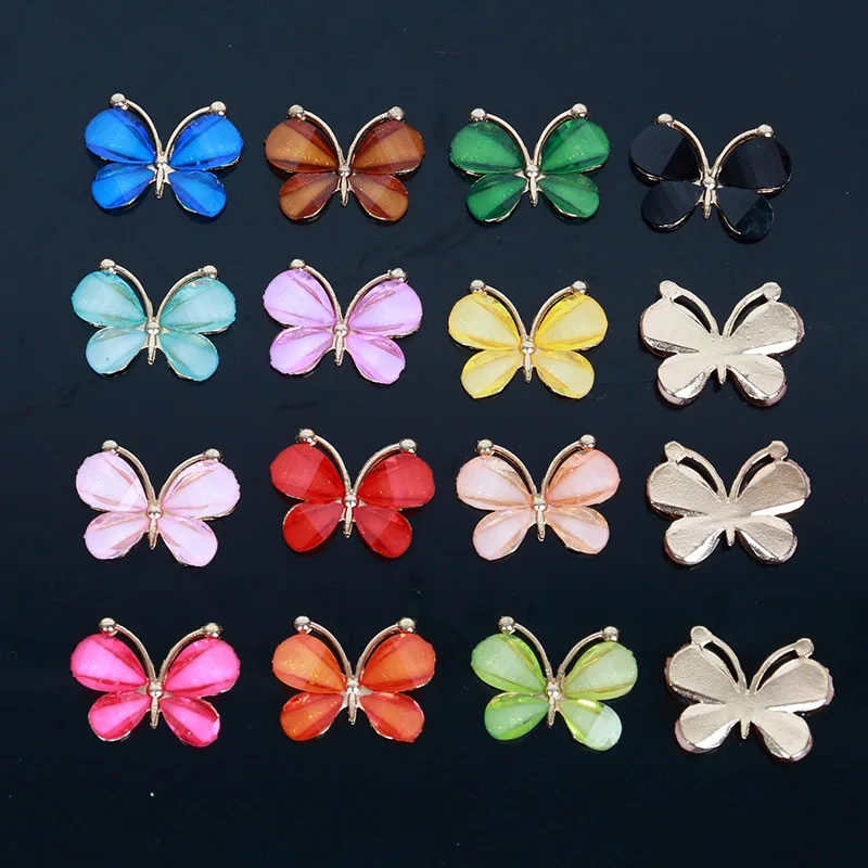 2015New 100Pcs Butterfly Alloy Rhinestone Buttons/Buckle Embellishment Button DIY Accessories ZJ197