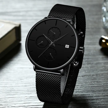 Mannen Horloge Crrju Horloges Nieuwe Sport Militaire Top Merk Luxe Zwart Stalen Band Horloge Relogio Masculino Montre Homme