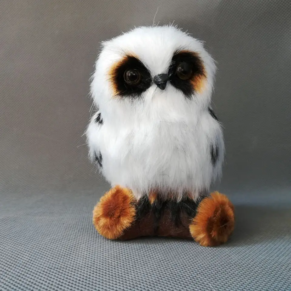 about 12x9cm white grains owl model polyethylene&furs owl on the tree stump real life toy model home decoration gift h1267