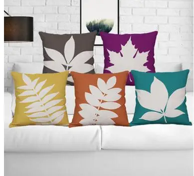 New hot cotton collar pillowcase Leaf cushion cover Pure color plant modern minimalist pillowcase