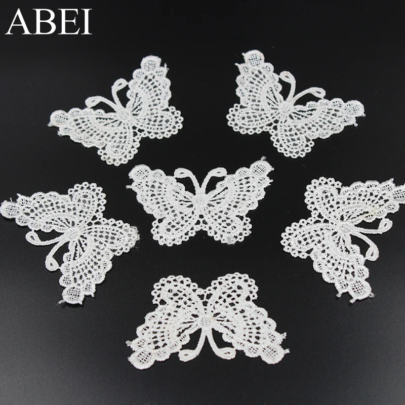 10pcs Embroidery White Butterfly Appliques for Wedding Party Dress Decoration Sewing Fabric Patch DIY Patchwork Craft