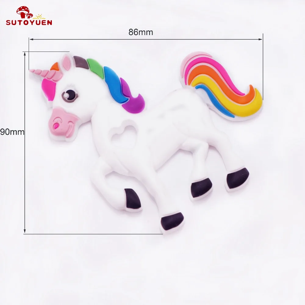 10pcs SUTOYUEN Silicone Baby Necklace Unicorn Pendant Bpa Free DIY Chewable Baby Jewelry Toys Accessories Teething Necklace