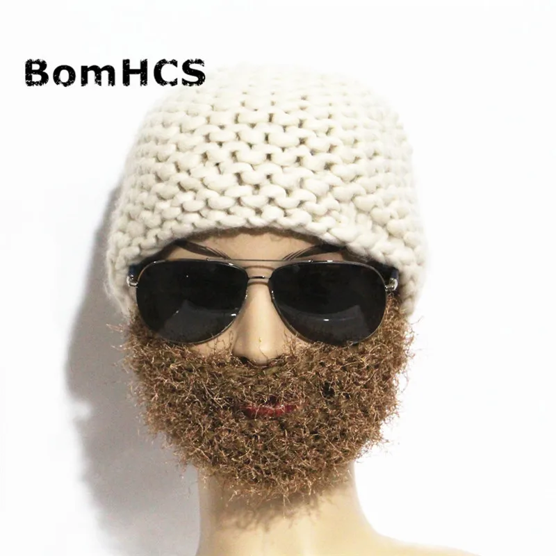 BomHCS Funny Cool Unisex Beard Hat 100% Handmade Kintted Mask Beanie Winter Warm Parade Cap