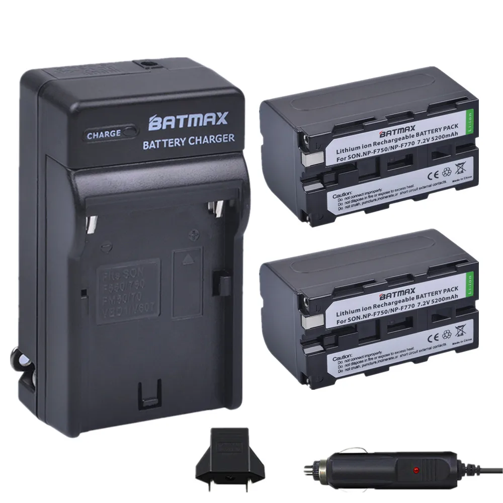 

Batmax 2pc 5200mAh NP-F750 NP-F770 Battery+ Car Charger for Sony NP F970 F960 ccd-tr917 ccd-tr940 ccd-trv101 ccd-trv215