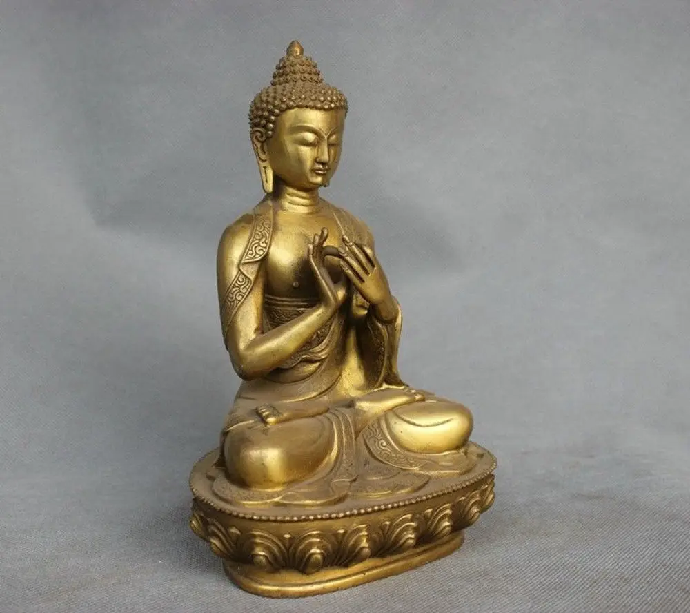 11.8'' Elaborate Chinese Shakyamuni Buddha Brass Statue