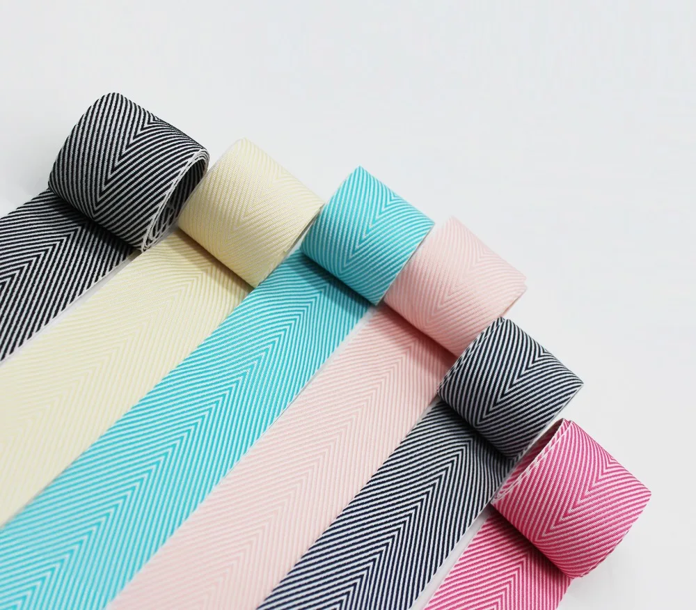 Double Sided Striped Herringbone Chevron Ribbon Woven Tapes 1.5\